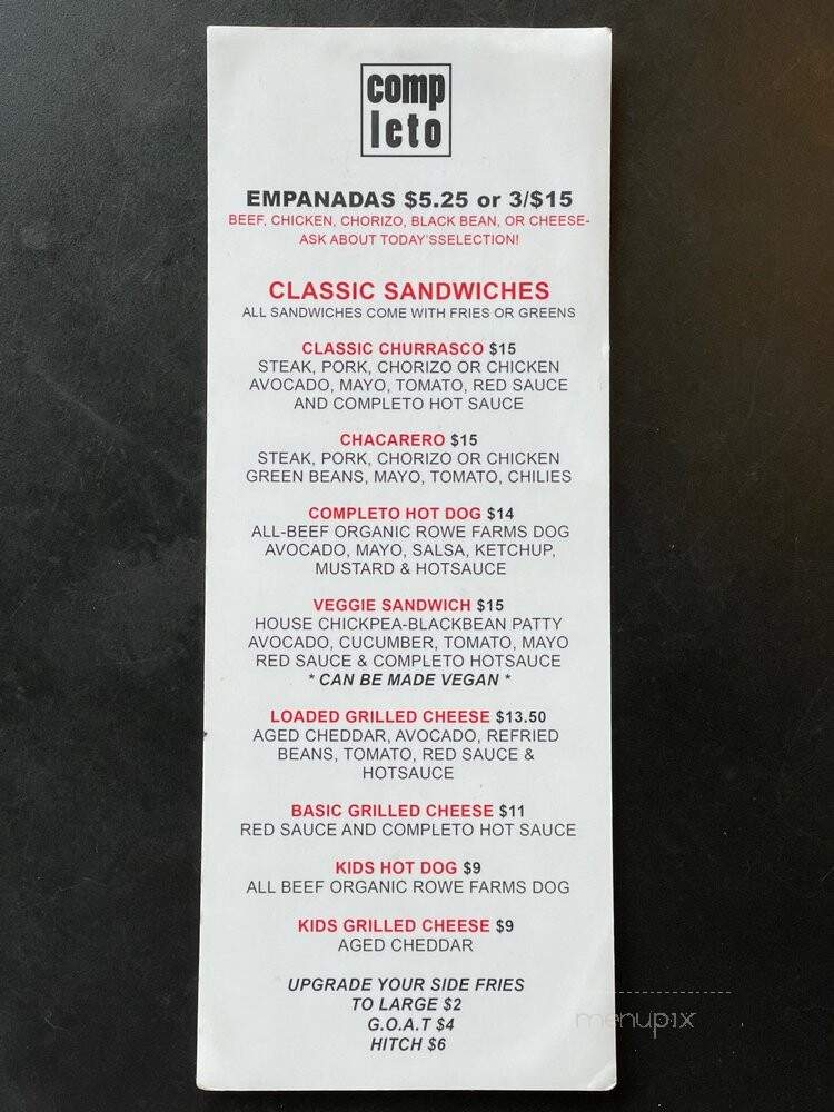 Completo - Toronto, ON menu_pic