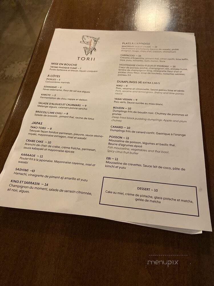 Torii Izakaya - Quebec City, QC menu_pic