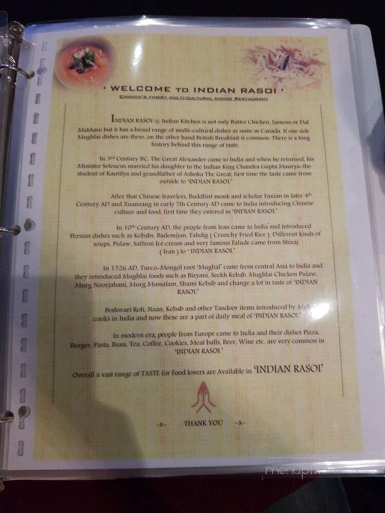 Indian Rasoi - Toronto, ON menu_pic