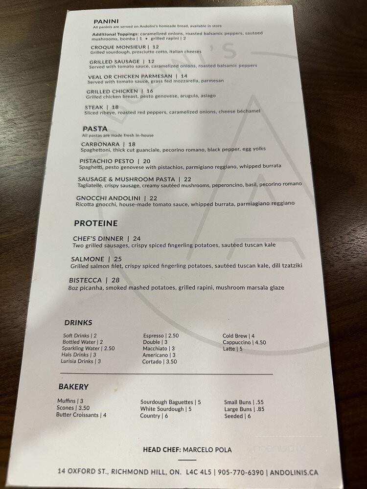 Andolini's - Richmond Hill, ON menu_pic