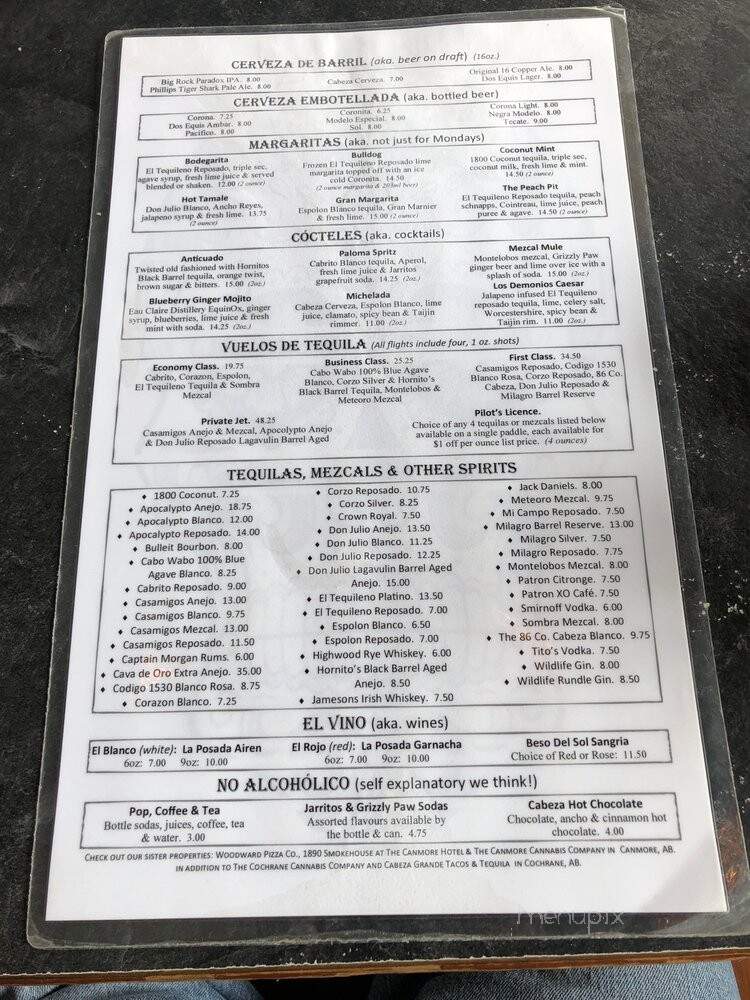 Cabeza Grande - Canmore, AB menu_pic