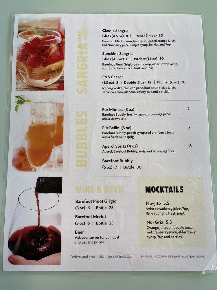Pur & Simple - Vancouver, BC menu_pic
