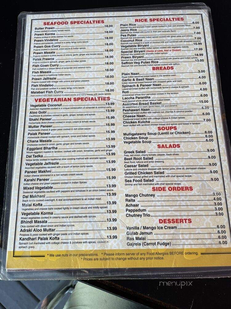 Cilantro Indian Cuisine - White Rock, BC menu_pic