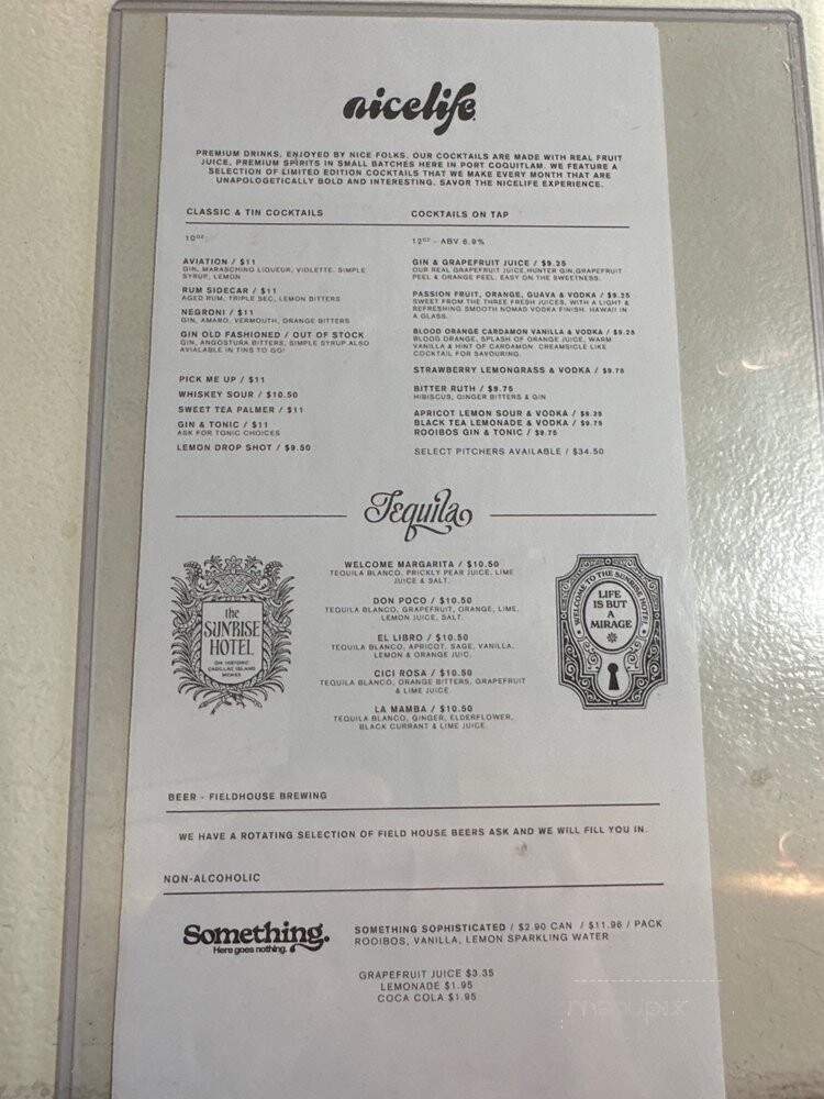 Provincial Spirits - Port Coquitlam, BC menu_pic