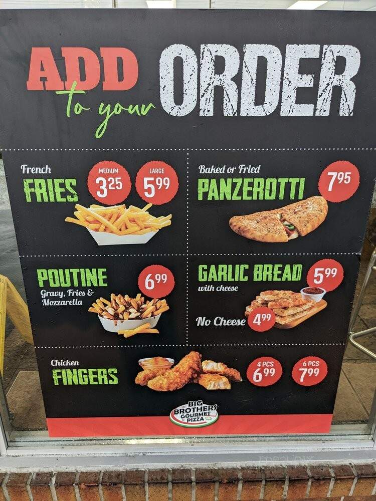 Big Brothers Gourmet Pizza - Scarborough, ON menu_pic