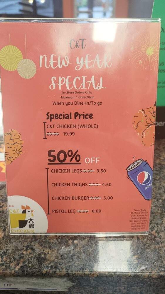 C&T Fried Chicken - Vancouver, BC menu_pic