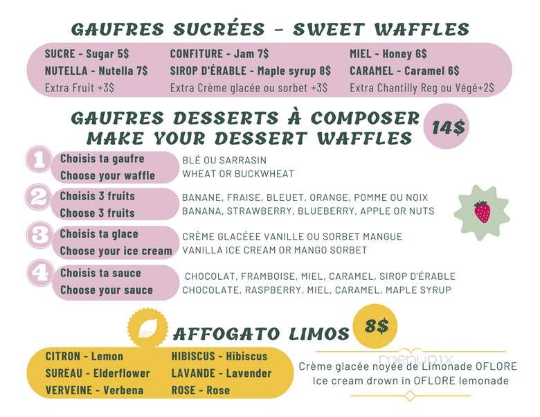 Maison Oflore - Montreal, QC menu_pic