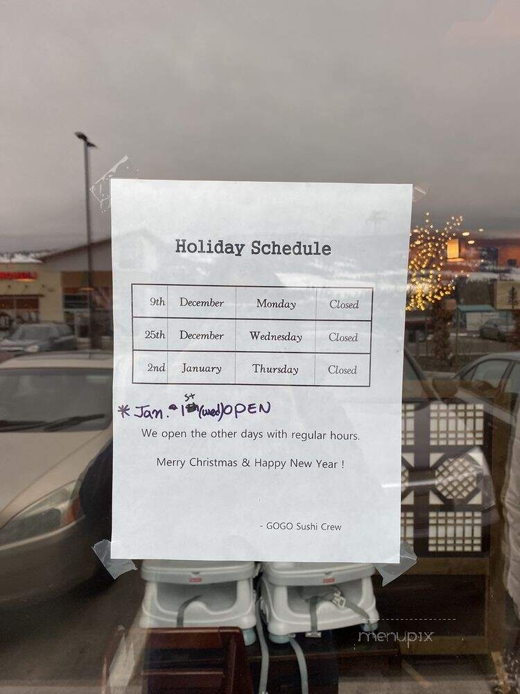 Gogo Sushi - Lake Country, BC menu_pic