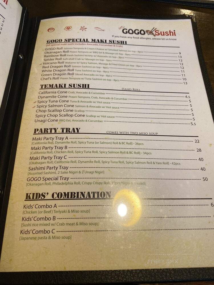 Gogo Sushi - Lake Country, BC menu_pic