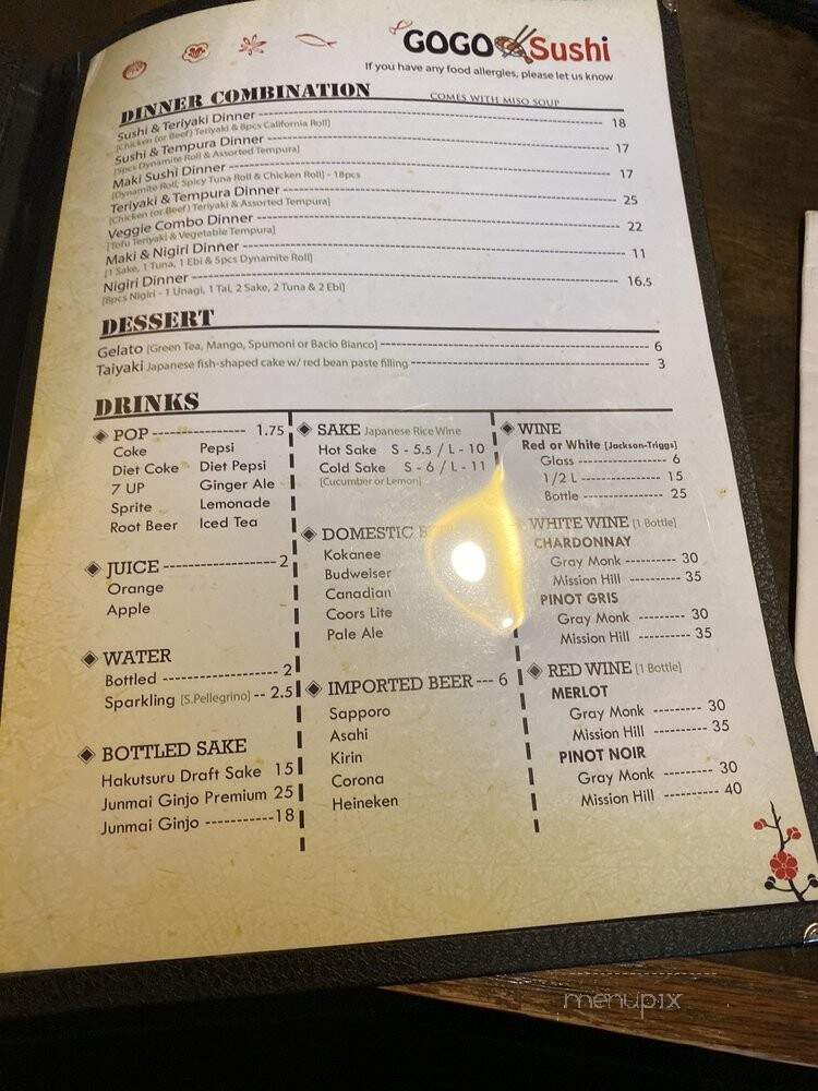 Gogo Sushi - Lake Country, BC menu_pic