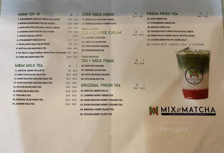 Mix & Matcha - Toronto, ON menu_pic