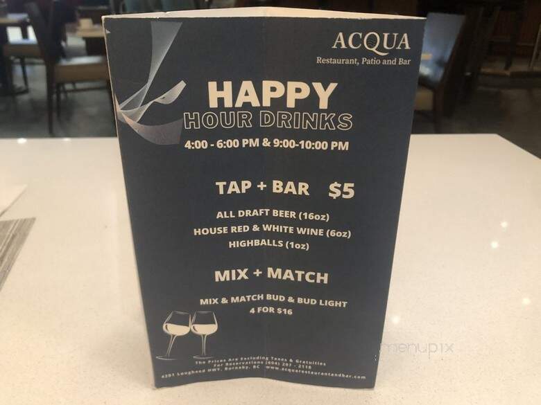 Acqua Restaurant + Bar - Burnaby, BC menu_pic