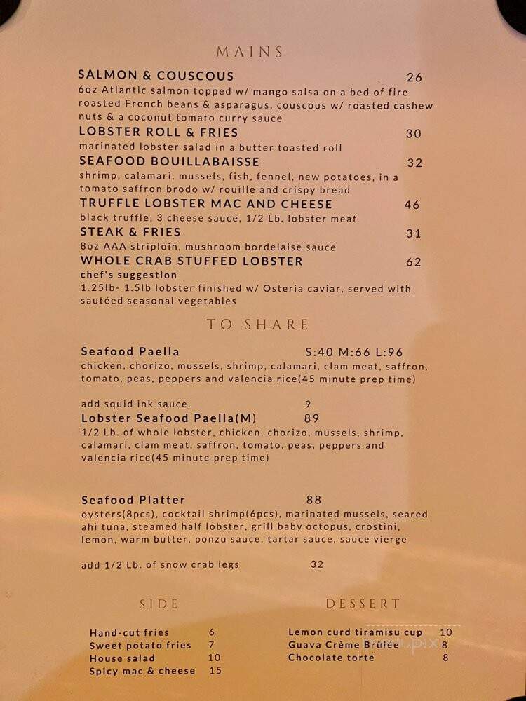 Oystermine - Toronto, ON menu_pic