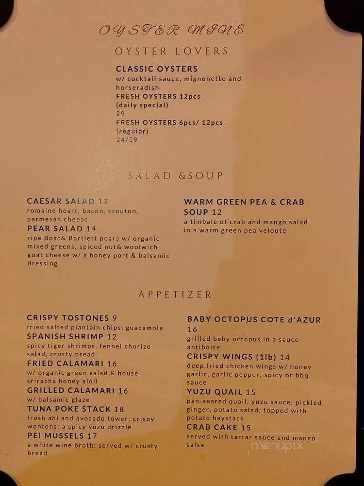Oystermine - Toronto, ON menu_pic