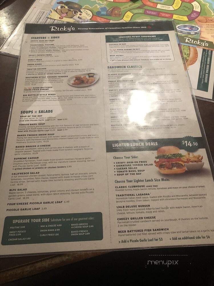 Ricky's Bar and Grill - Golden, BC menu_pic