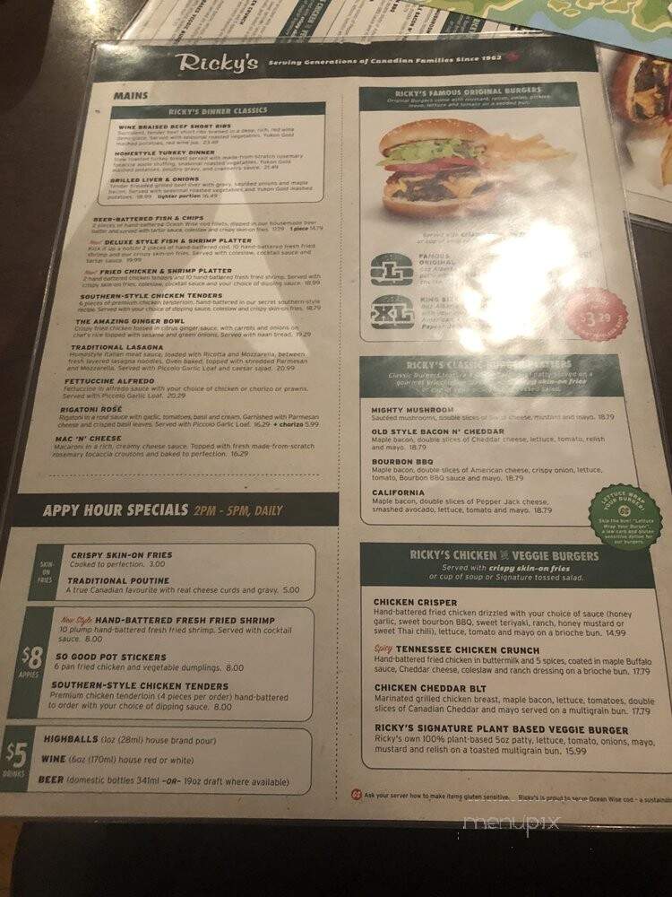 Ricky's Bar and Grill - Golden, BC menu_pic