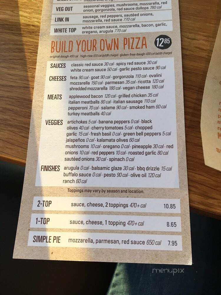 Blaze Pizza - Red Deer, AB menu_pic