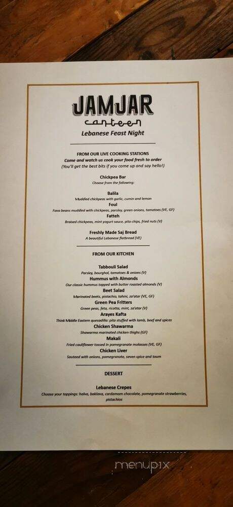 Jamjar Canteen - North Vancouver, BC menu_pic