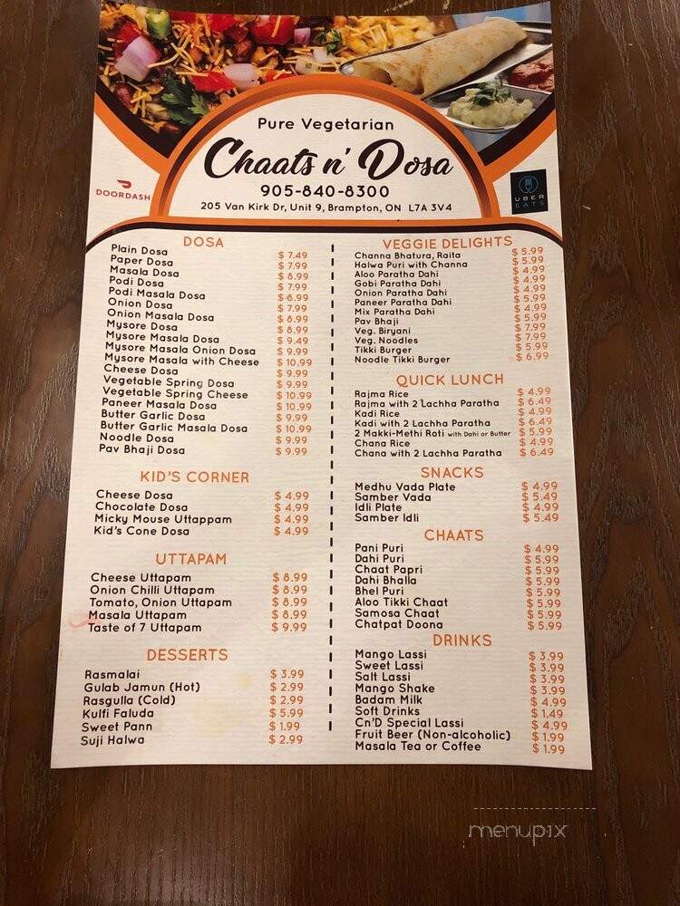 Chaats n' Dosa - Brampton, ON menu_pic