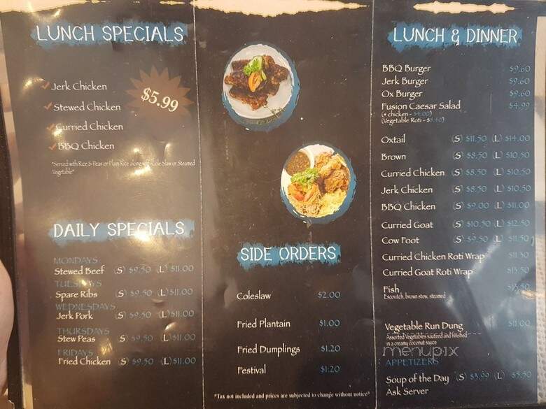 Reggae Fusion - Mississauga, ON menu_pic