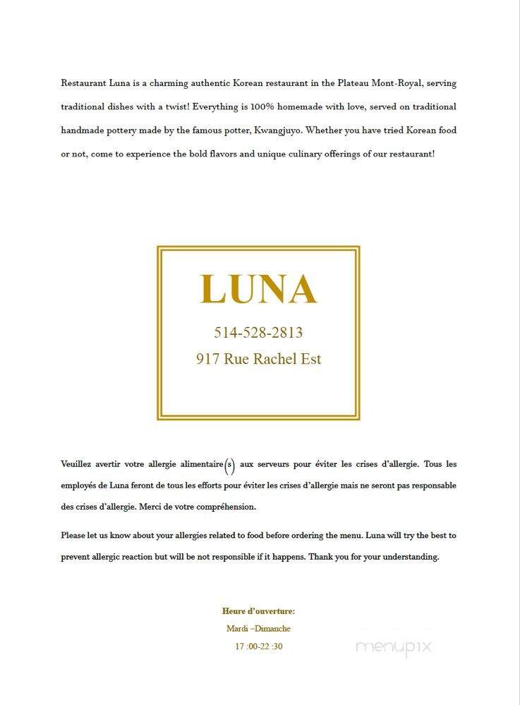 Luna - Montreal, QC menu_pic
