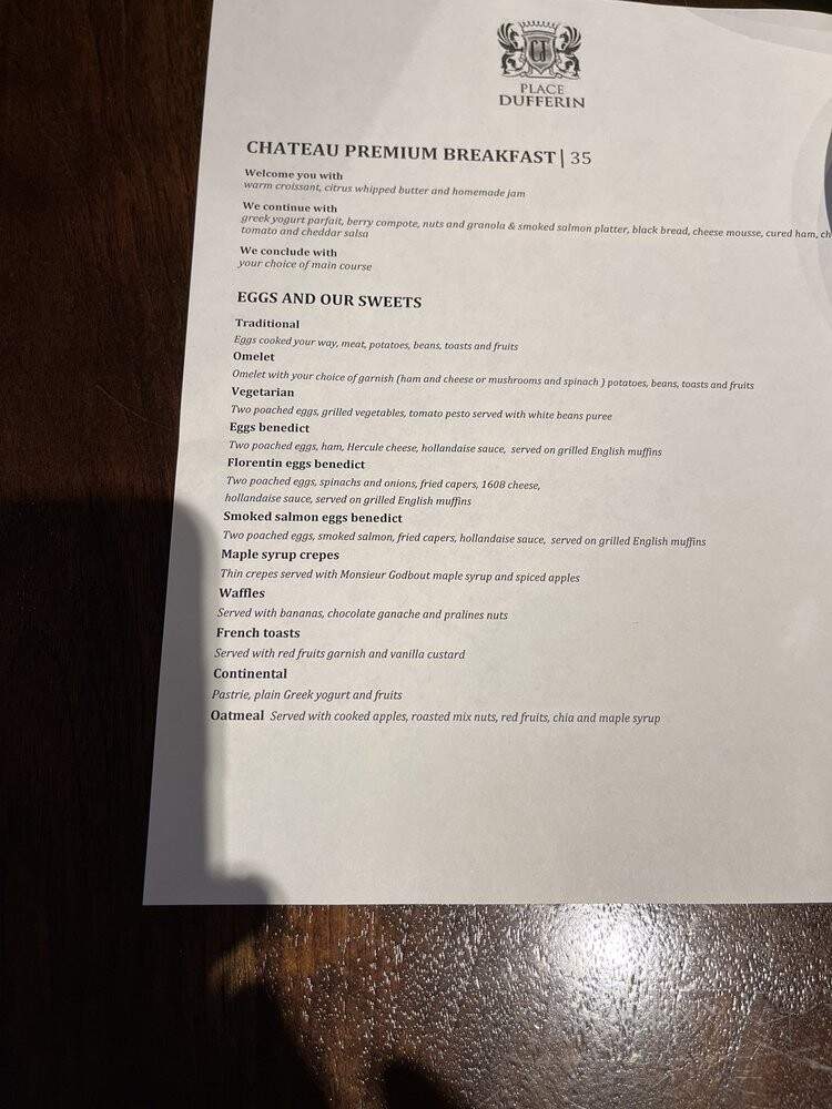 Place Dufferin - Quebec City, QC menu_pic