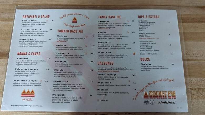Rocket Pie - Canmore, AB menu_pic