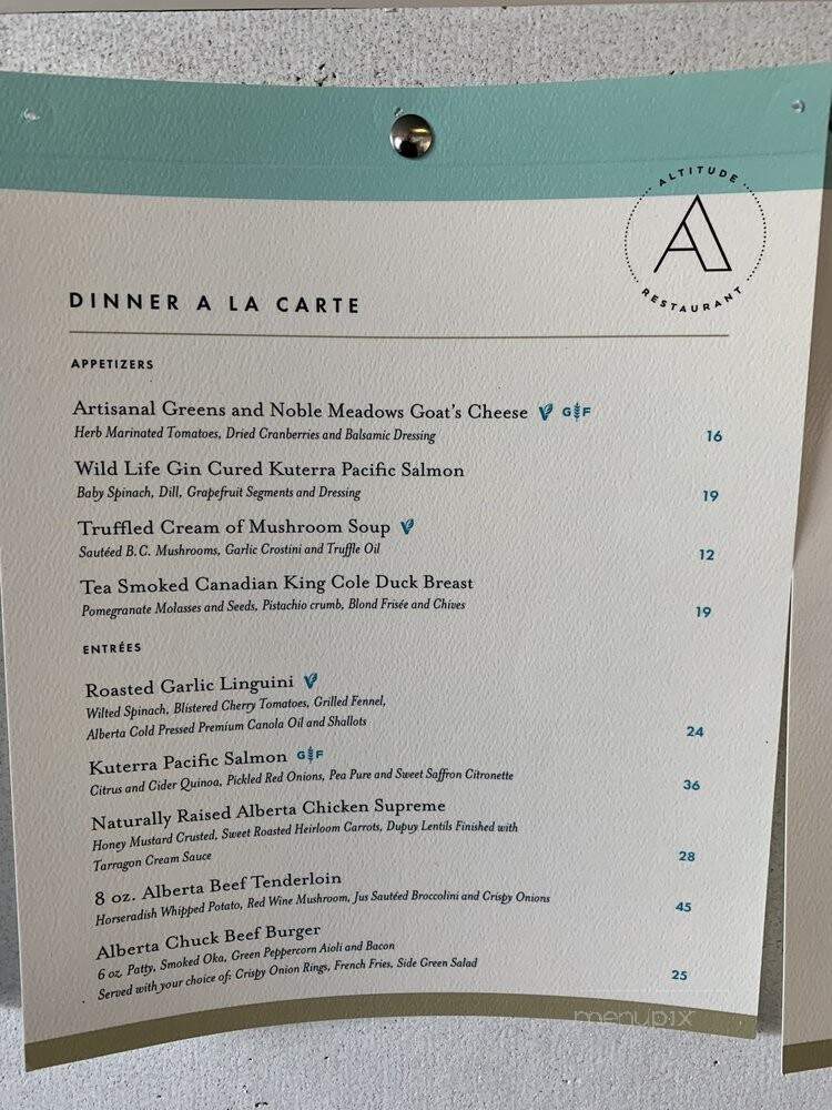 Altitude Restaurant - Jasper, AB menu_pic