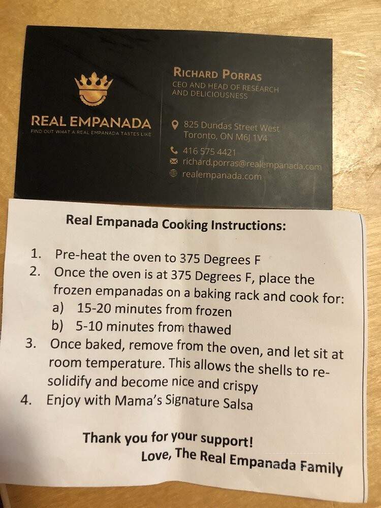 Real Empanada - Toronto, ON menu_pic