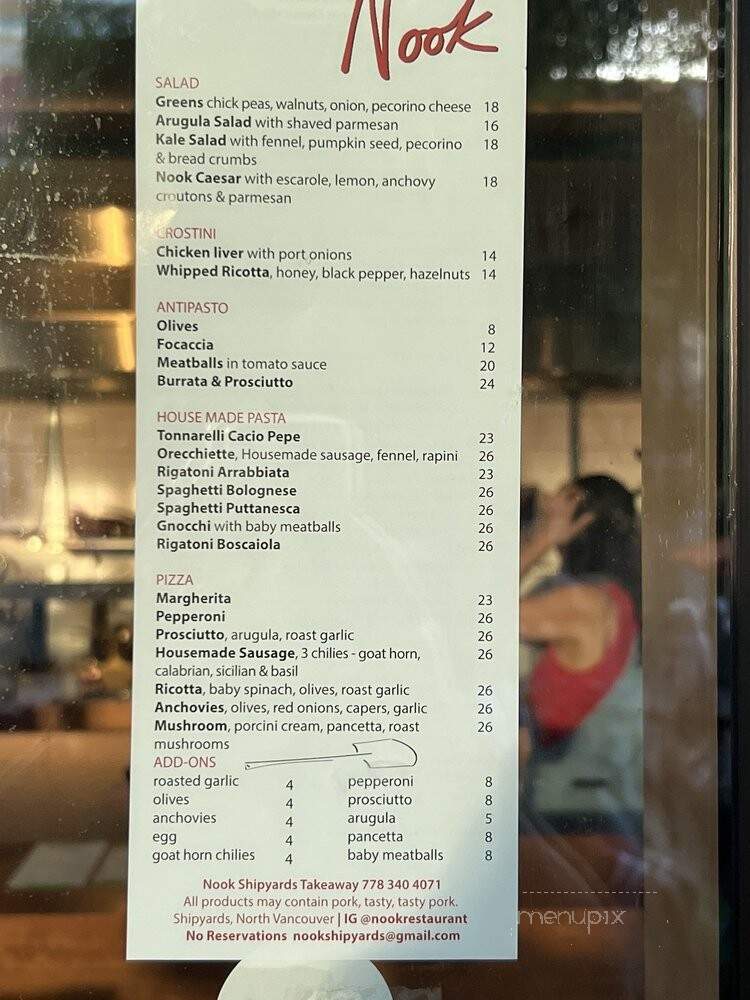 Nook Shipyards - North Vancouver, BC menu_pic