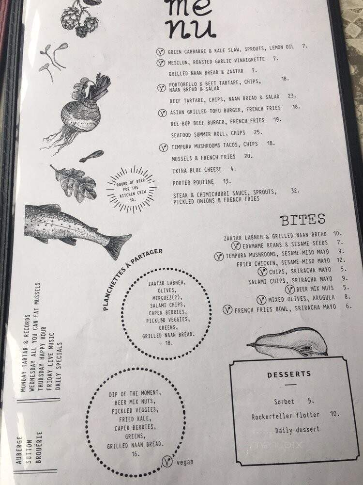 Auberge Sutton Brouerie - Sutton, QC menu_pic