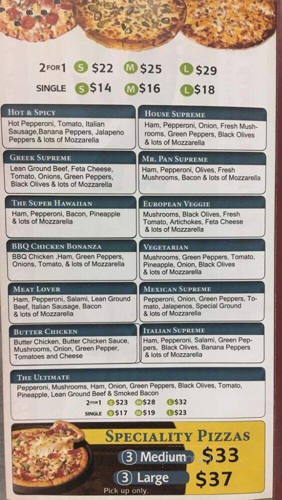 Mr Pan Pizza & Indian Curry House - North Vancouver, BC menu_pic