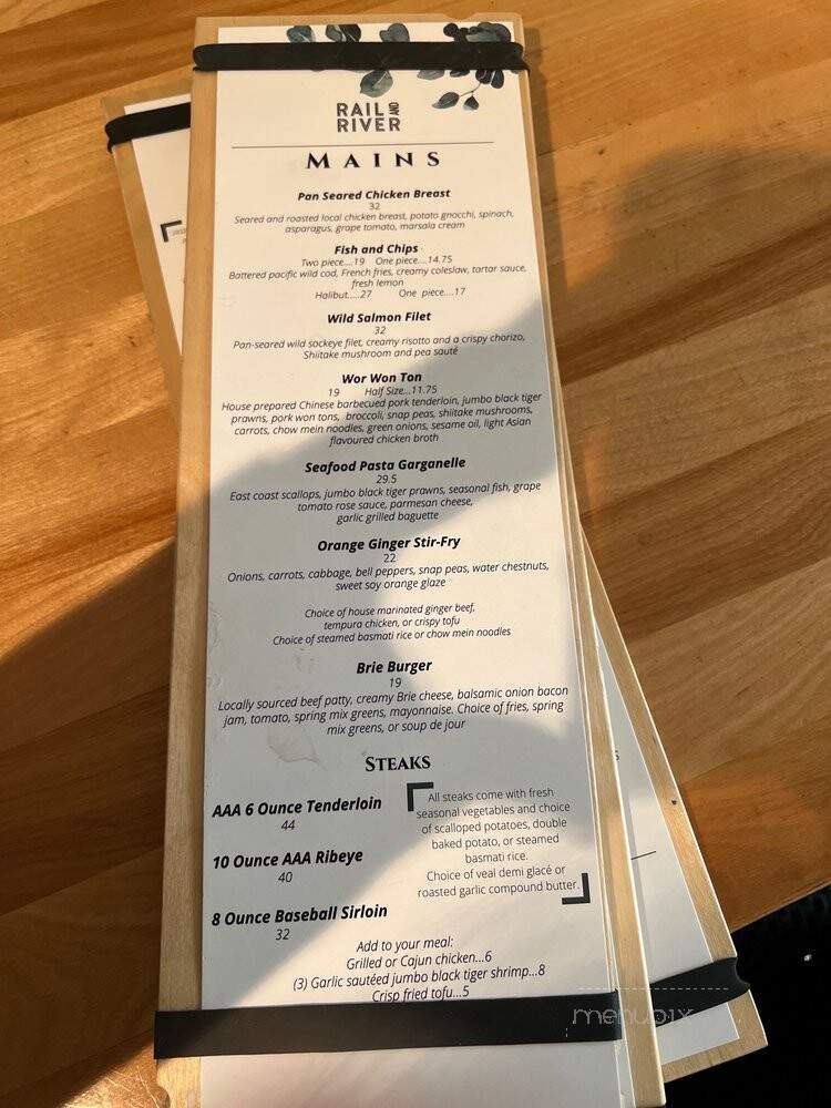Rail and River Bistro - Langley, BC menu_pic