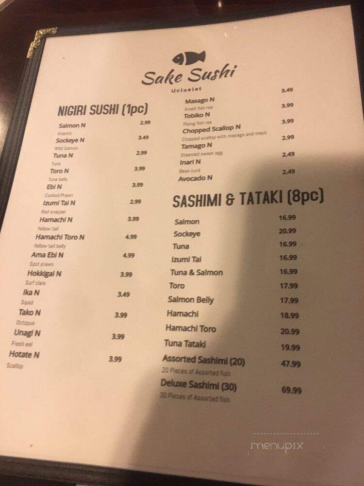 Sake Sushi - Ucluelet, BC menu_pic
