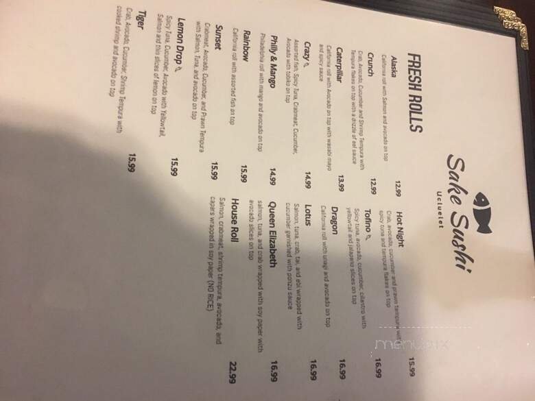 Sake Sushi - Ucluelet, BC menu_pic