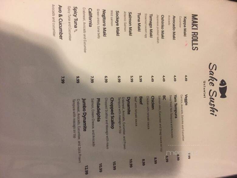 Sake Sushi - Ucluelet, BC menu_pic