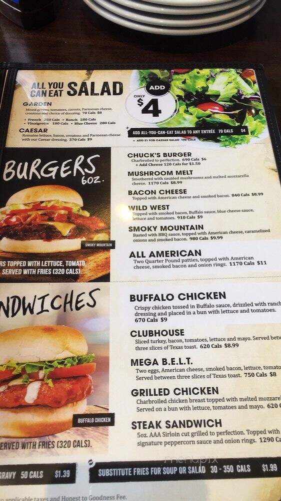 Chuck's Roadhouse Bar & Grill - Hamilton, ON menu_pic