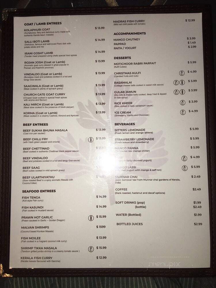 Coriander Cuisine - Edmonton, AB menu_pic