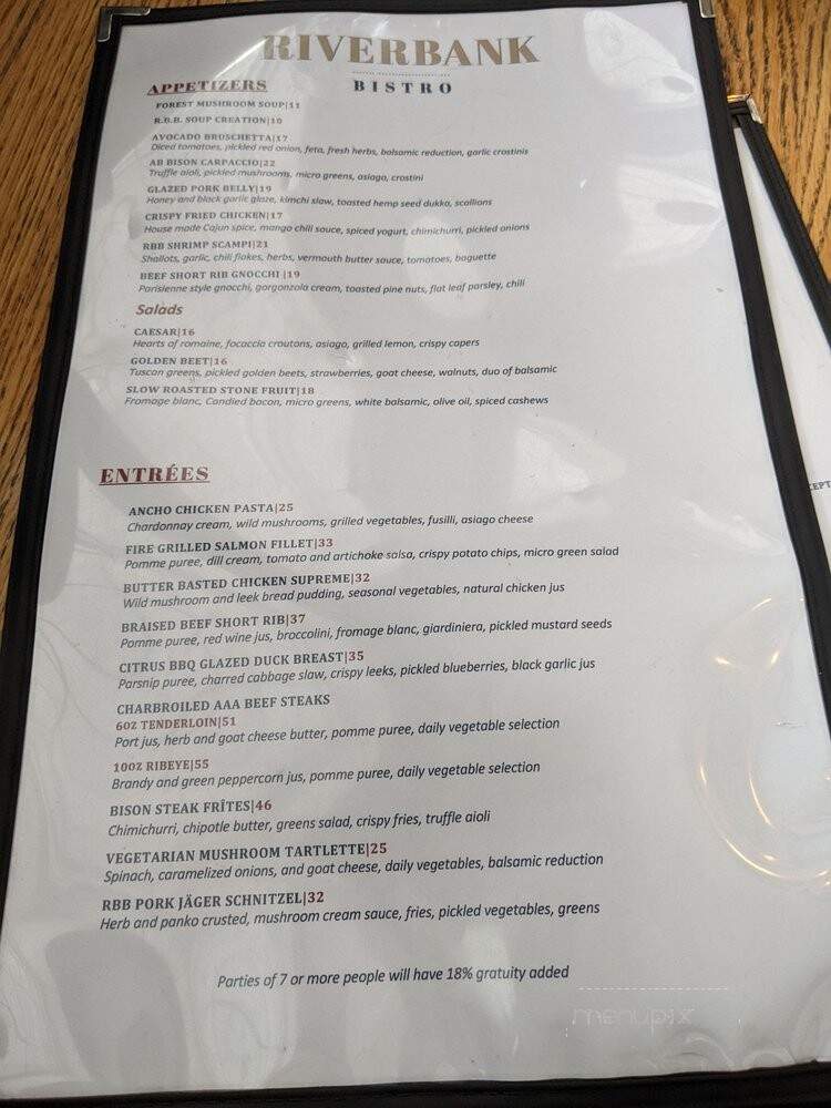 Riverbank Bistro - St. Albert, AB menu_pic