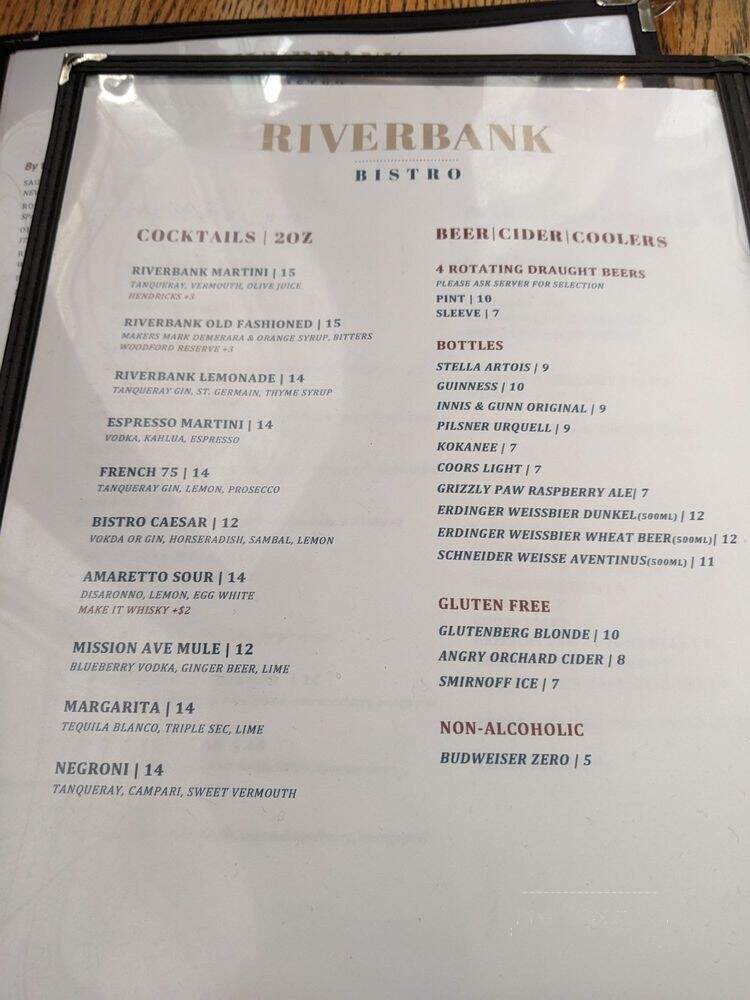 Riverbank Bistro - St. Albert, AB menu_pic