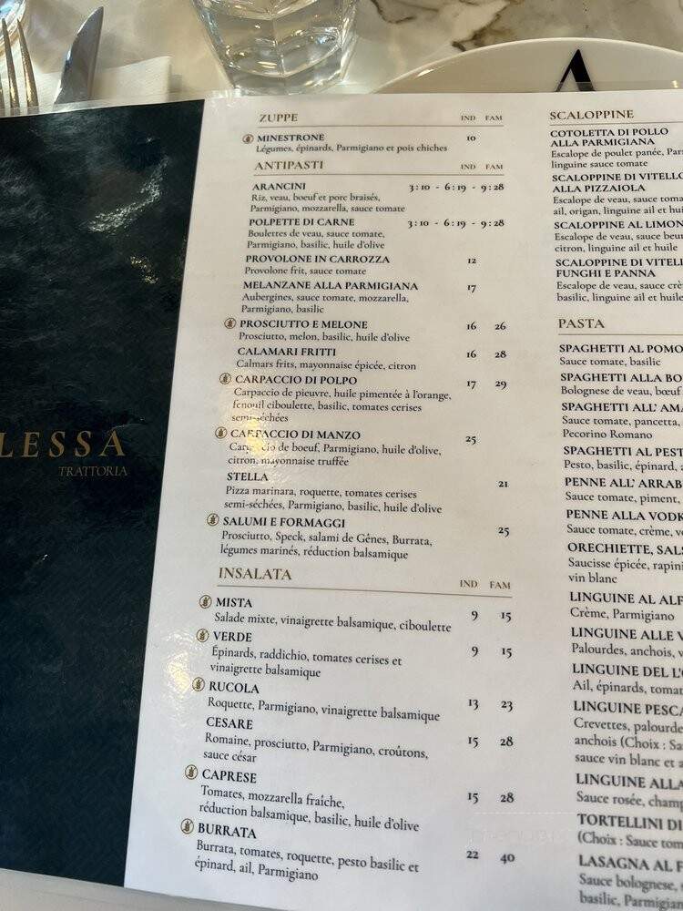 Alessa Trattoria - Magog, QC menu_pic