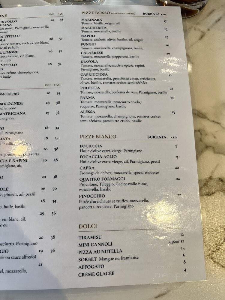 Alessa Trattoria - Magog, QC menu_pic