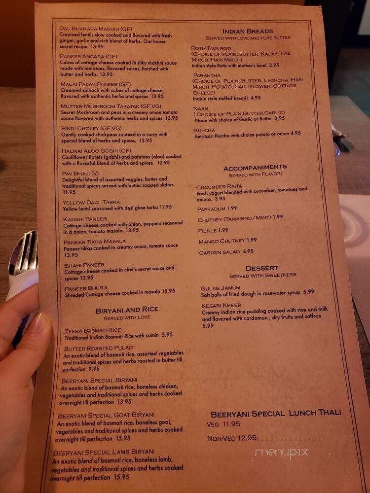Beeryani Indian Bistro & Bar - Vancouver, BC menu_pic