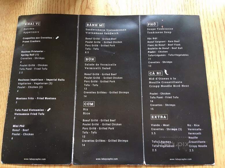 Le Bay Ca Phe - Montreal, QC menu_pic