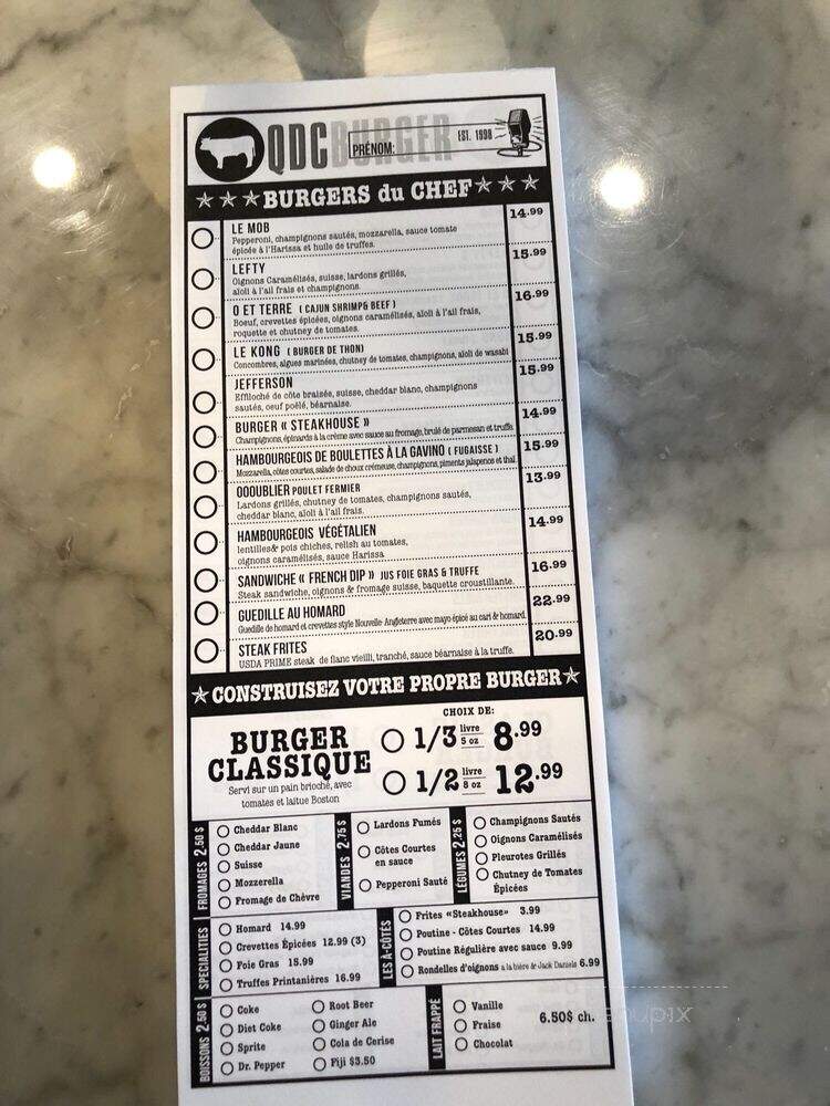 QDC Burger - Montreal, QC menu_pic