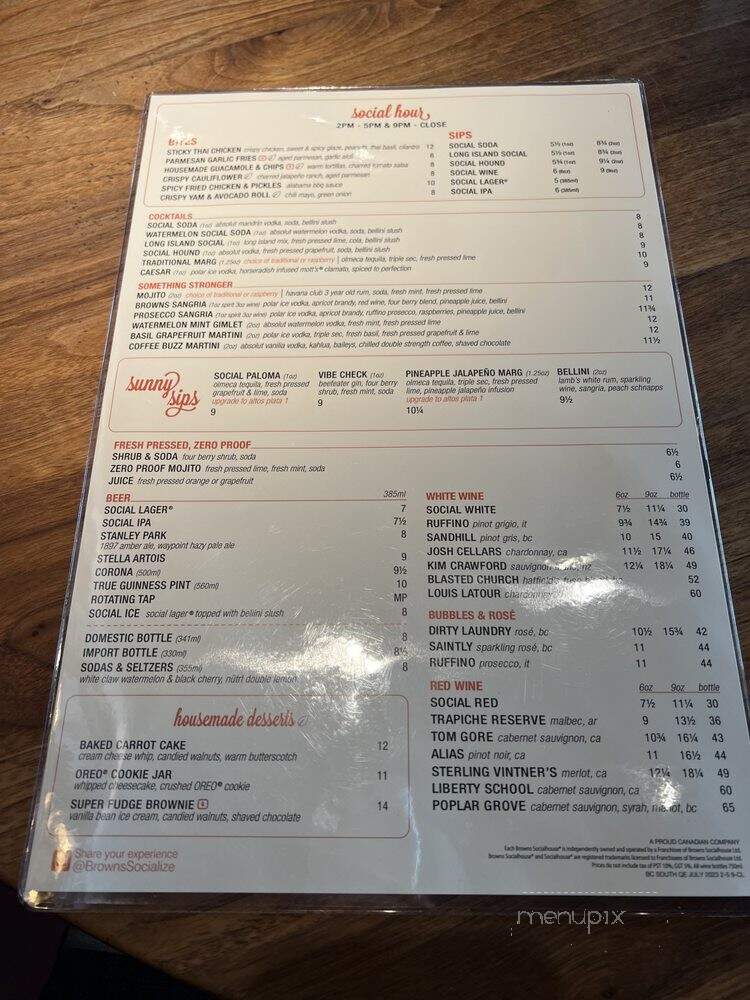Browns Socialhouse - Vancouver, BC menu_pic