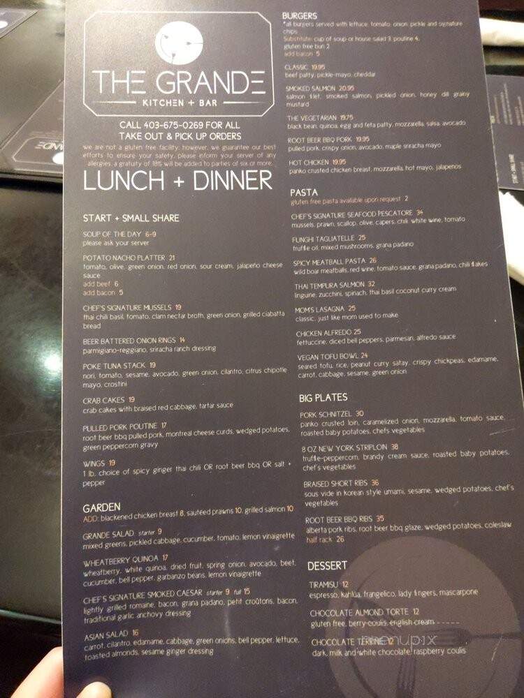 The Grande Kitchen + Bar - Canmore, AB menu_pic