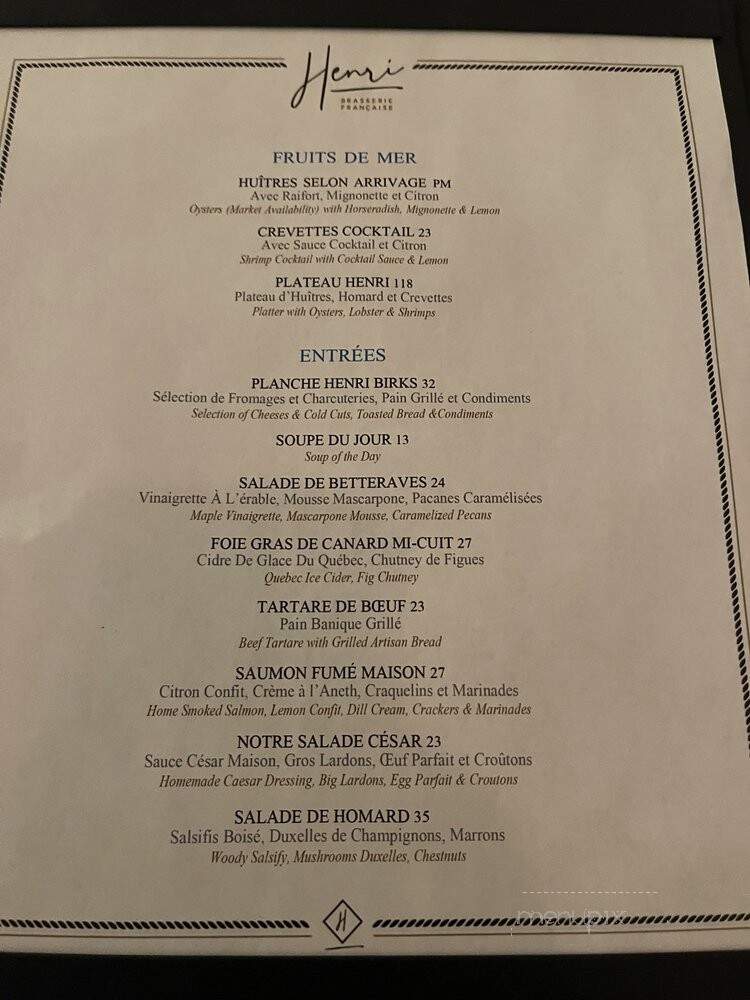 Henri - Montreal, QC menu_pic