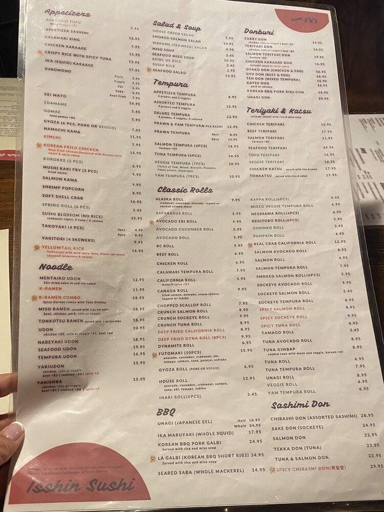 Isshin Sushi - Surrey, BC menu_pic