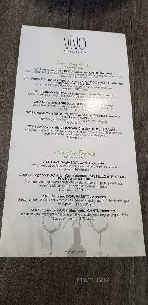 Vivo Pizza + Pasta - Toronto, ON menu_pic